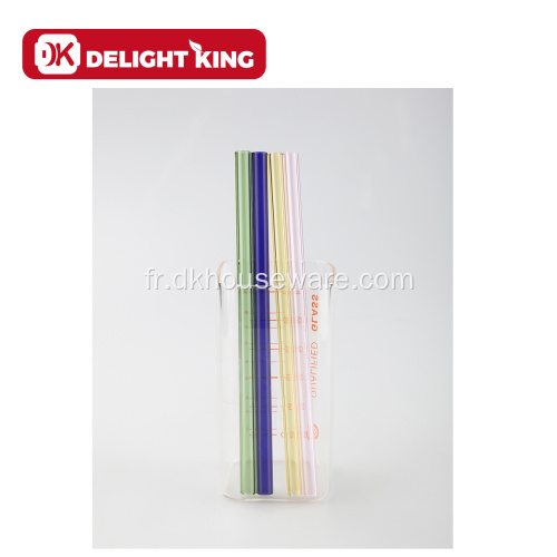 Paille de boisson colorée de paille de verre courbe standard